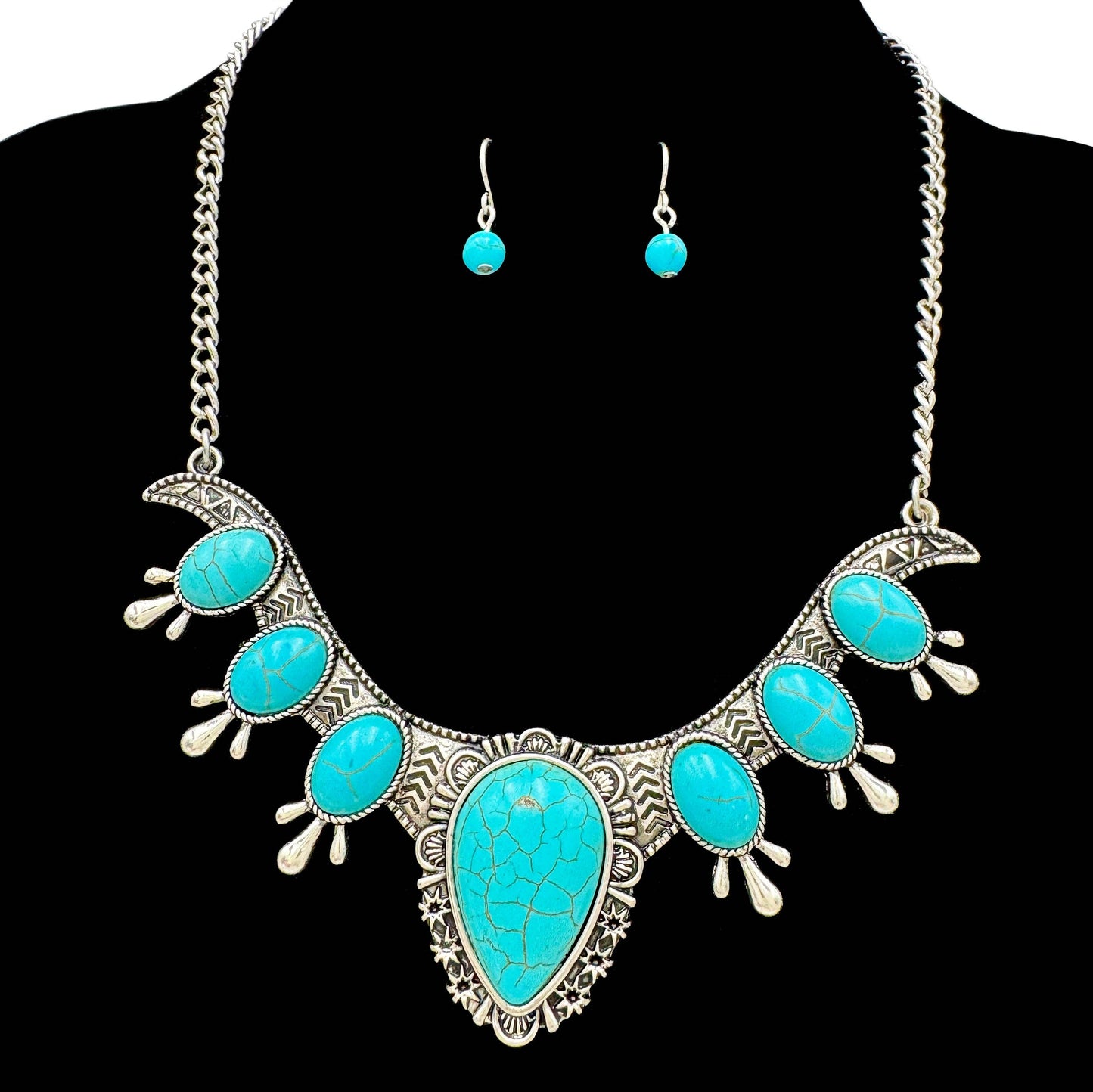 Antique Turquoise Necklace & Earring Set
