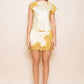 Gold Lace Trim Asymmetrical Top