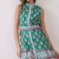 Floral Border Print Belted Mini Dress