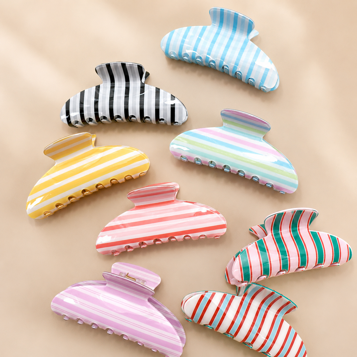 Jumbo Stripe Plaid Claw Clips