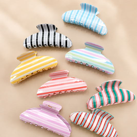 Jumbo Stripe Plaid Claw Clips
