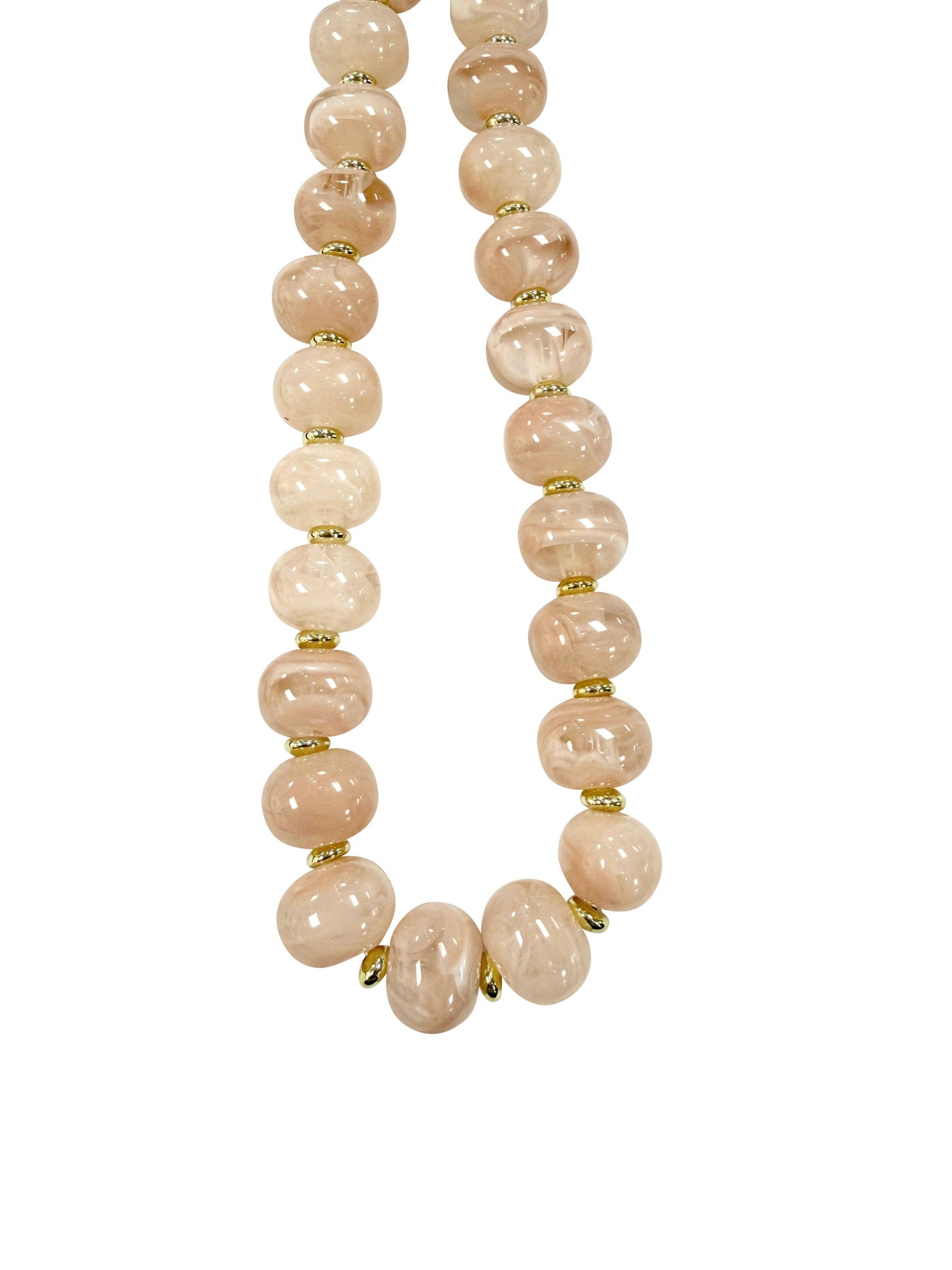 Marble Chunky Beaded Necklace- Blush