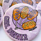Girl Dinner - Purple & Yellow - Game Day Button