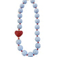 Judy Chunky Beaded Heart Necklace - Light Blue