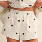 Polka Dot Denim Short Set