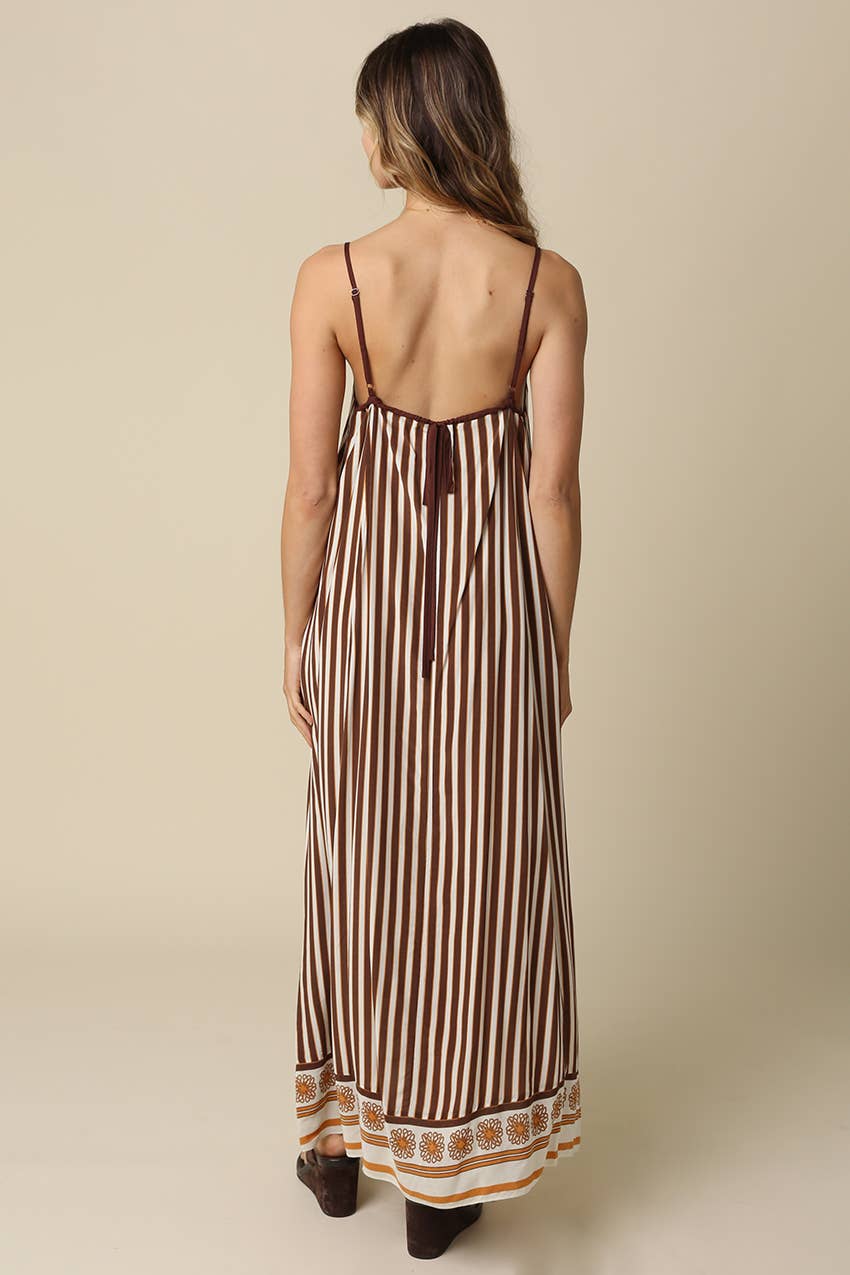 Lesly Striped Open Back Maxi Dress