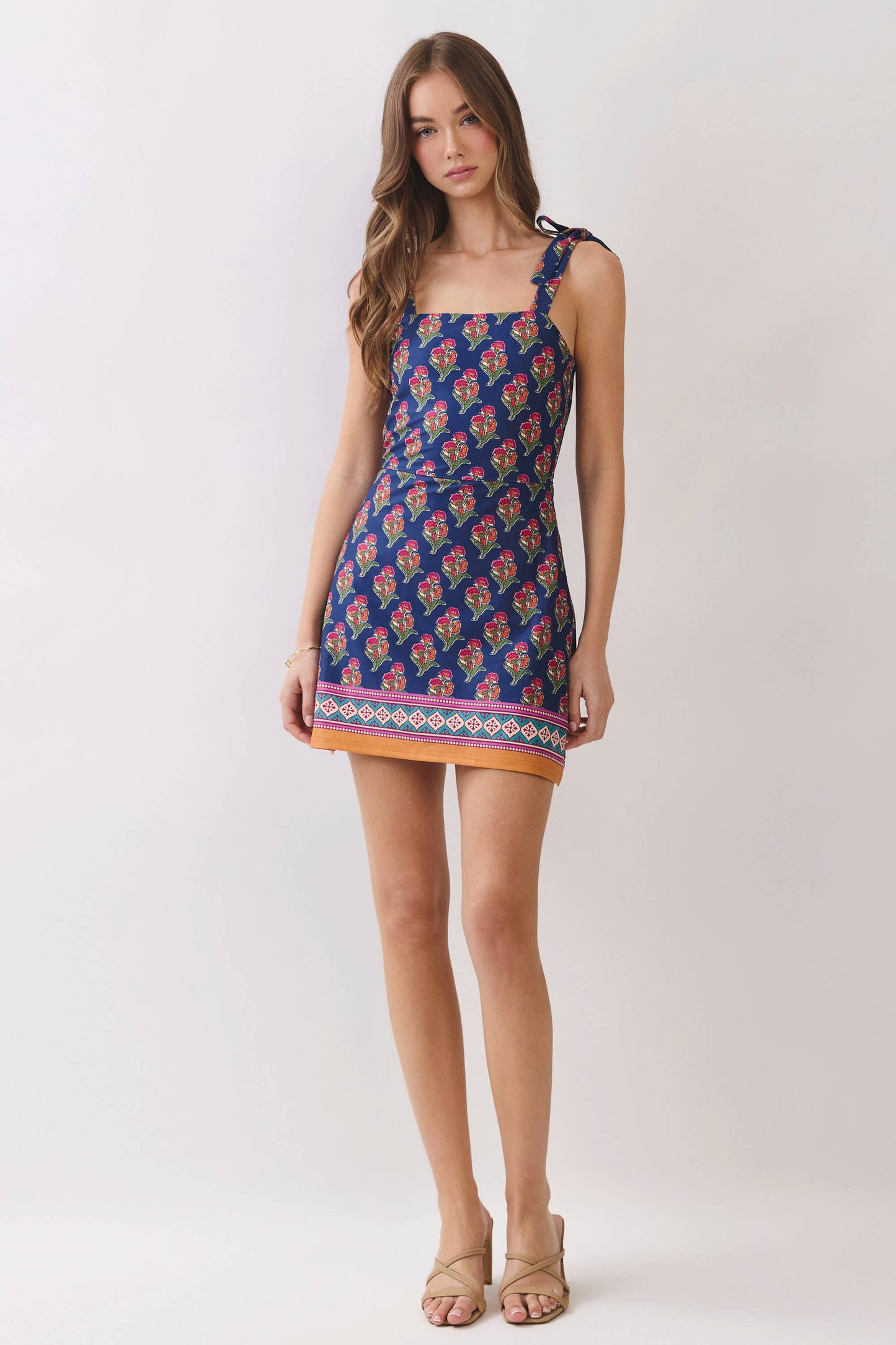 Floral Print Tie Shoulder Athletic Dress