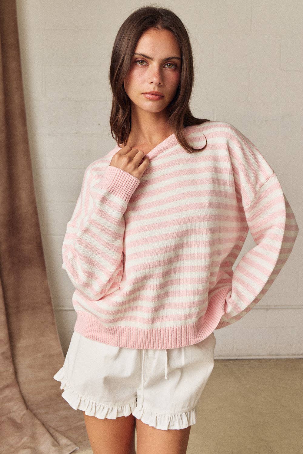 Blush Stripe Crewneck Sweater