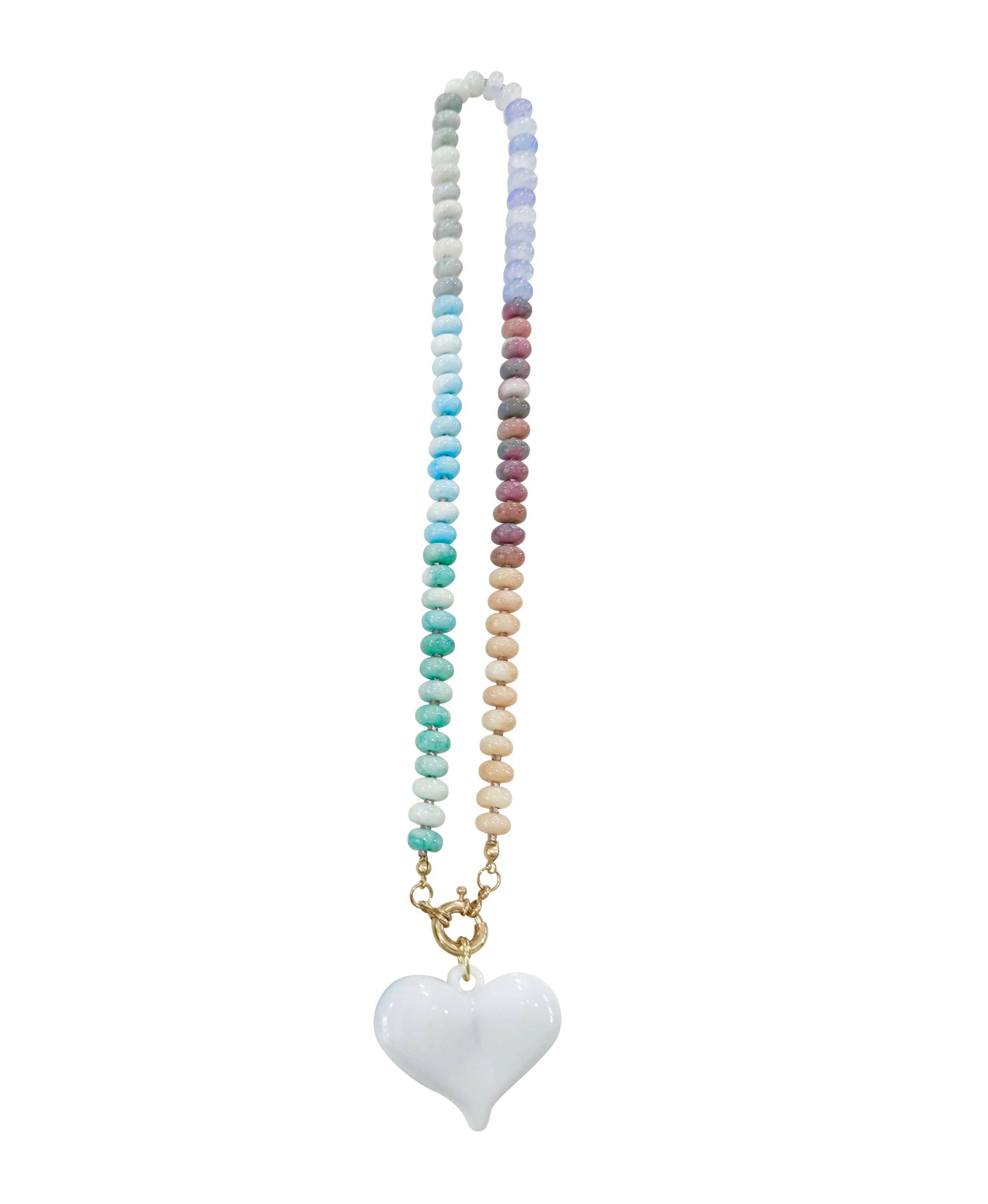 Paisley Beaded Necklace with White Heart Charm
