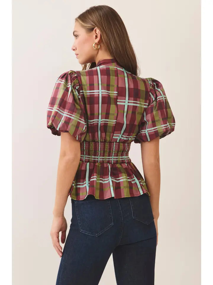 Falling For Plaid Blouse