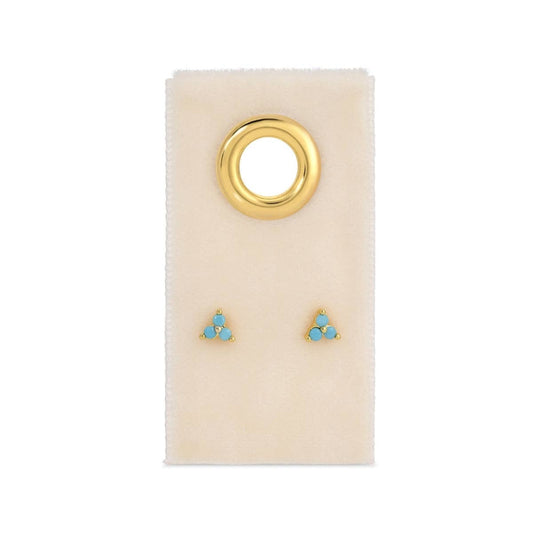 Turq Triple Cluster Studs on Velvet Tag