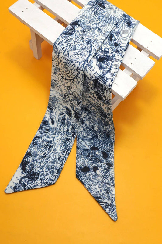 Blue Toile Twilly Scarf