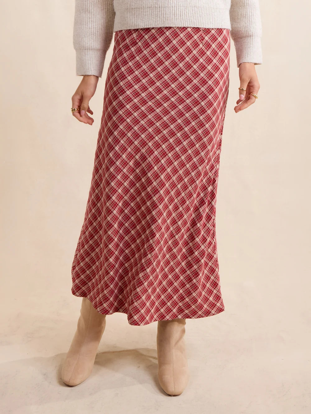 The Hostess Plaid Midi Skirt