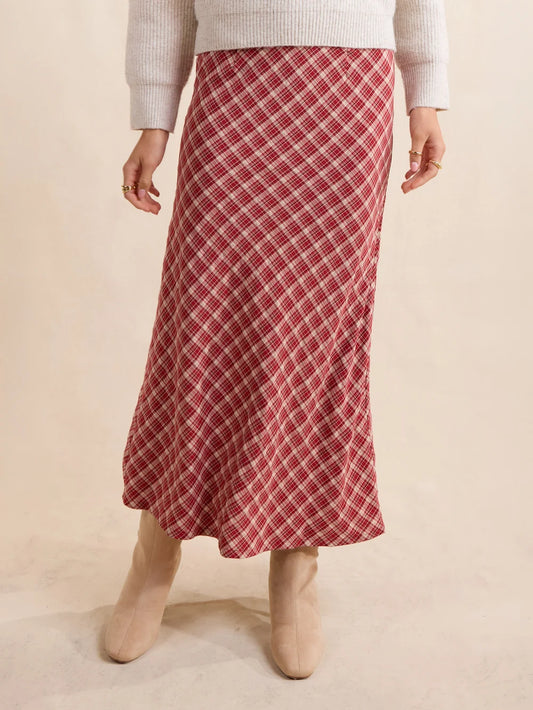 The Hostess Plaid Midi Skirt