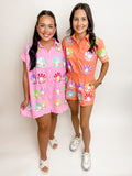 Clam Collared Romper Orange