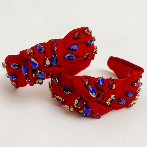 Patriotic Rhinestone Knot Headband