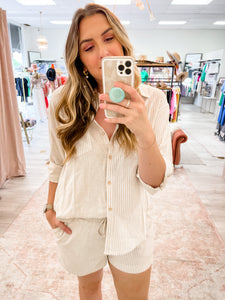 Sandy Stripes Colorblock Button Up