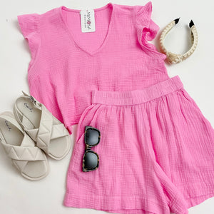 Gauze Flutter Sleeve Tank