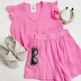 Gauze Flutter Sleeve Tank