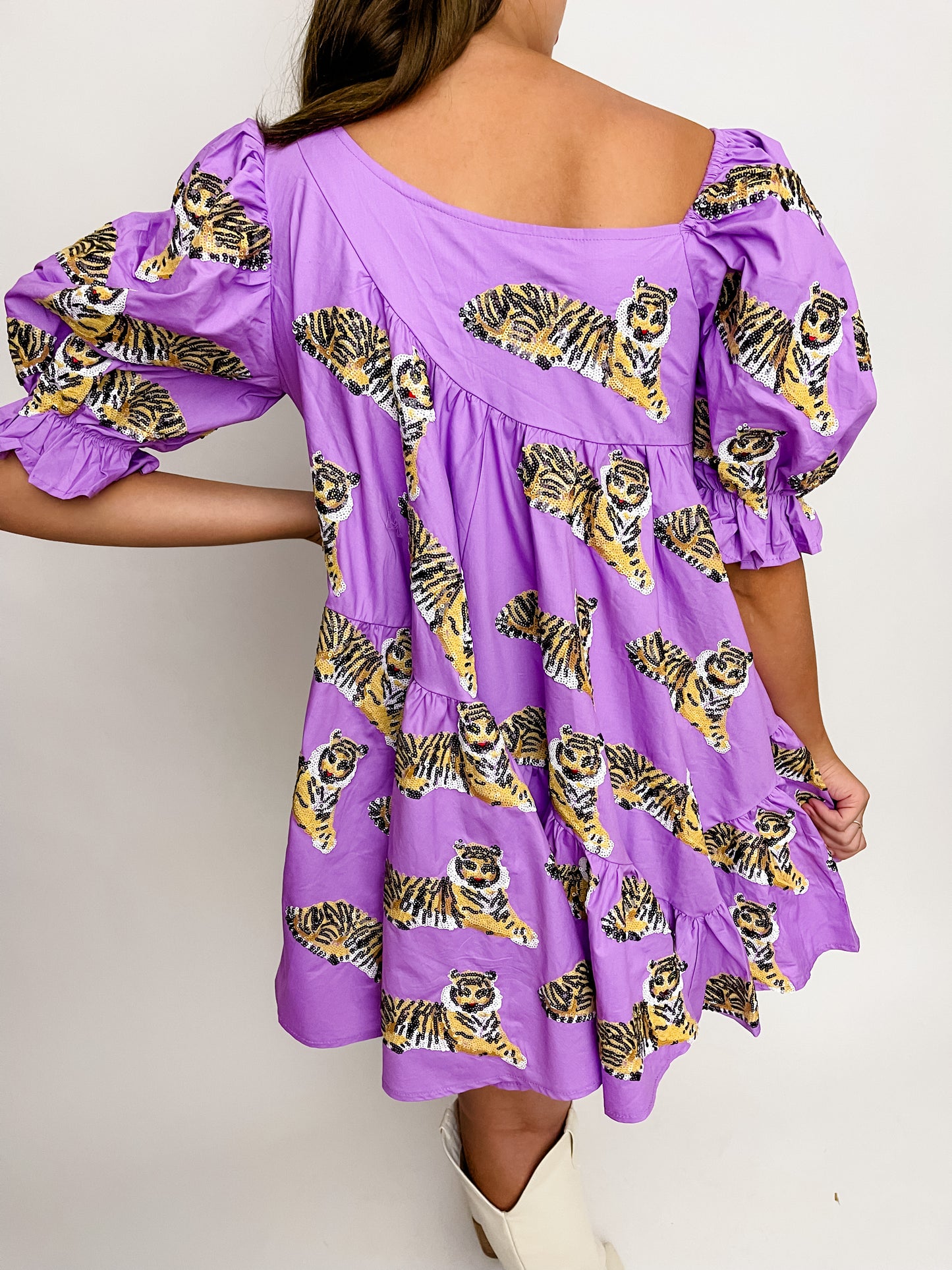 Asymmetrical Sequin Tiger Dress
