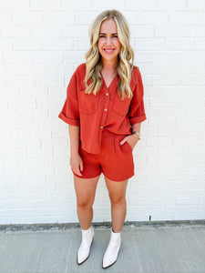 Waffle Short Sleeve Button Up