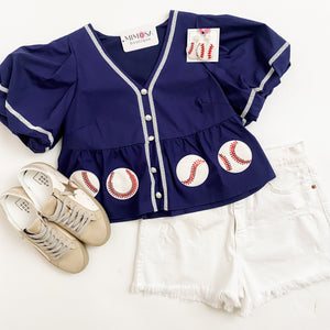 Peplum Baseball Top
