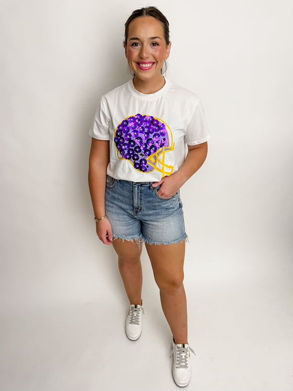 Flower Helmet Tee Purple & Yellow
