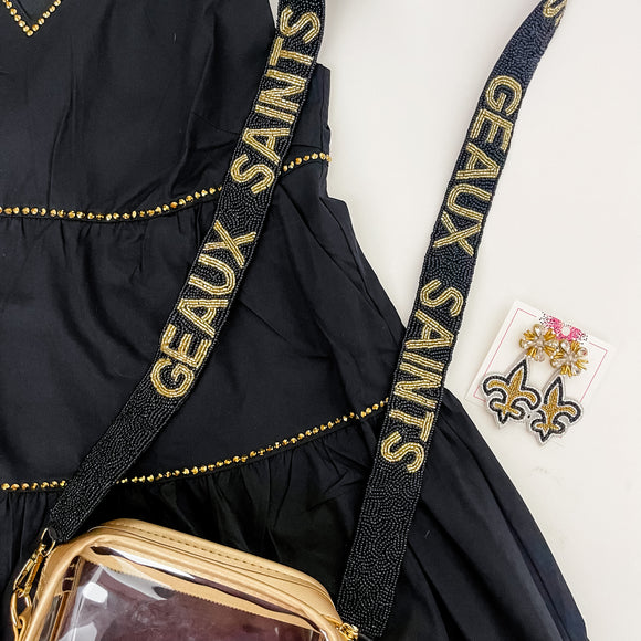 Geaux Saints Beaded Bag Strap