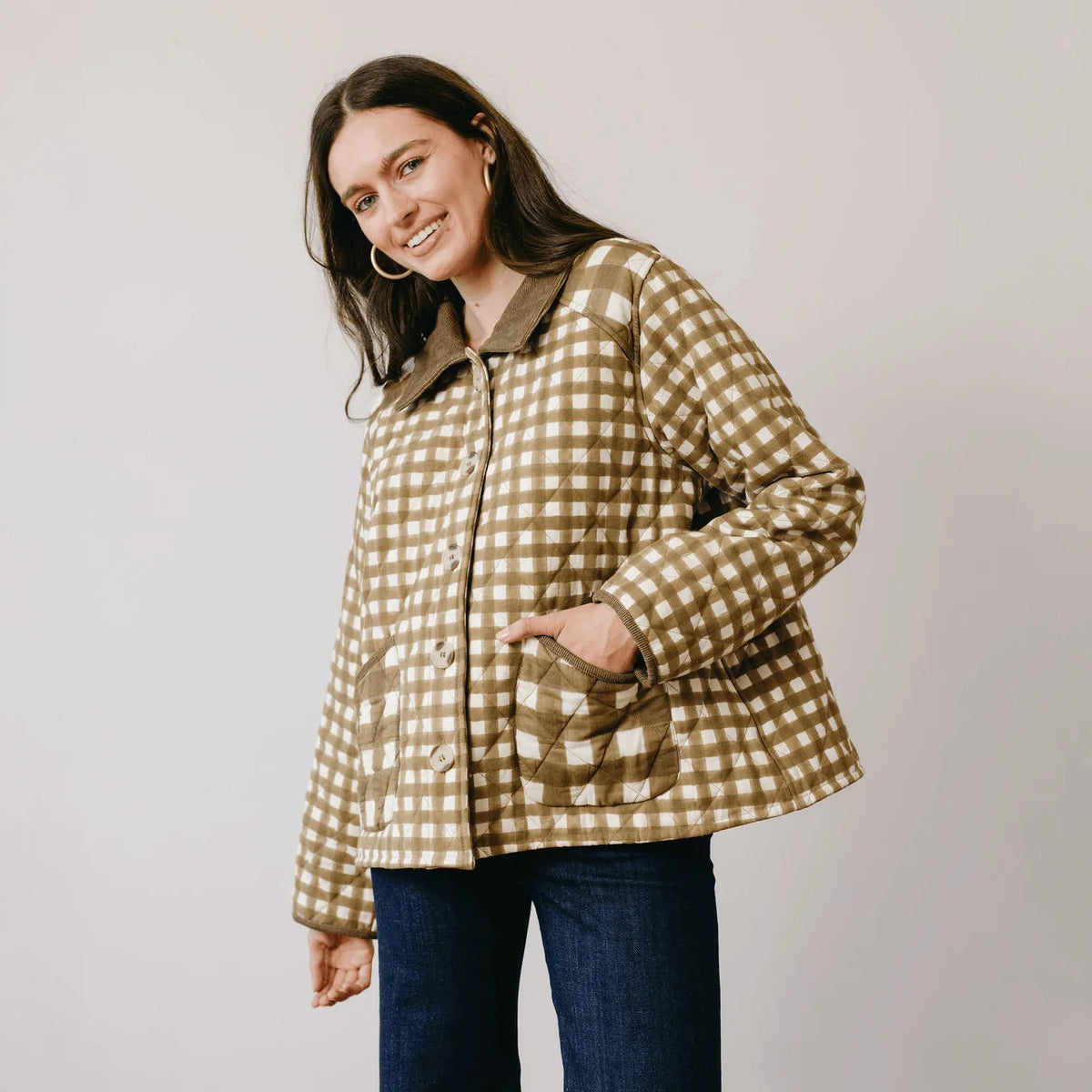 Painted Gingham Barn Jacket