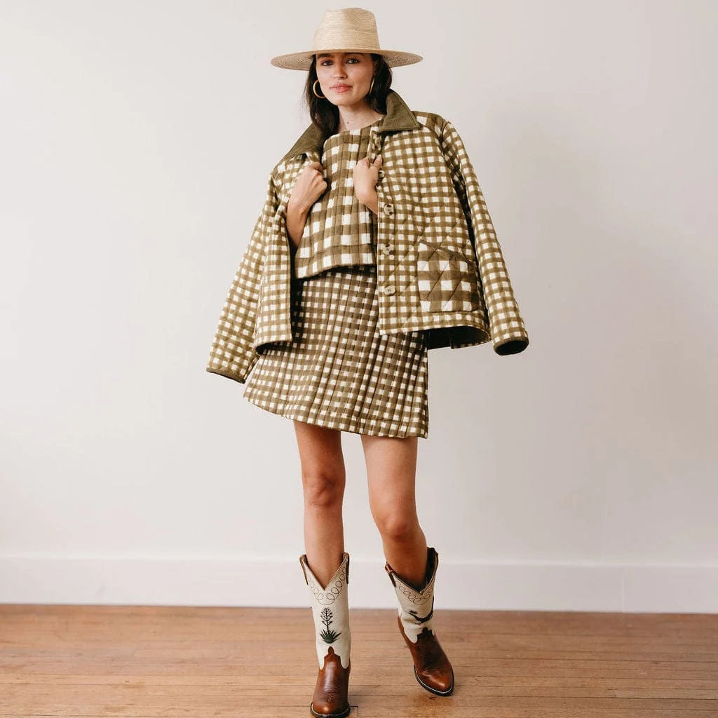 Painted Gingham Barn Jacket