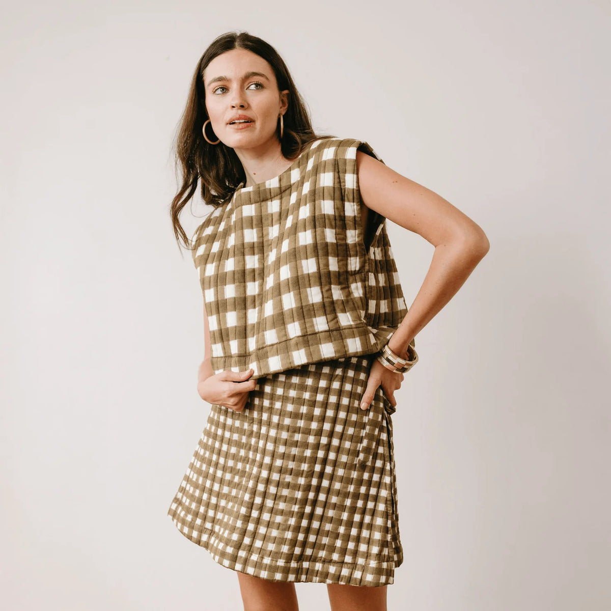 Painted Gingham Juniper Skort