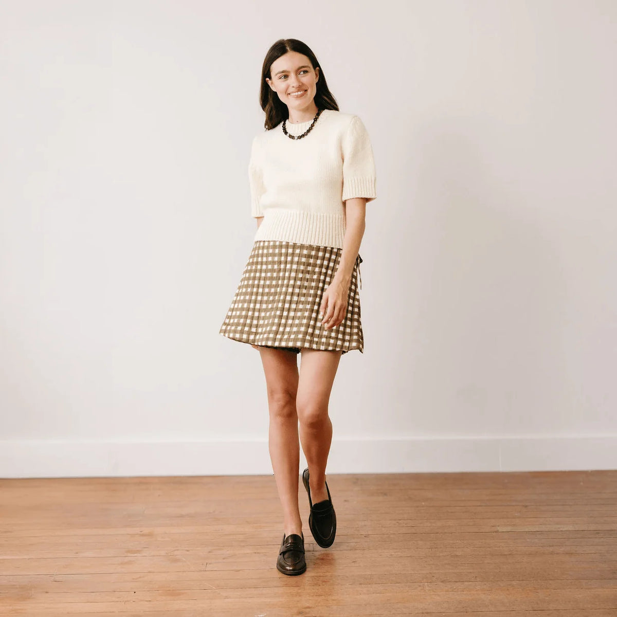 Painted Gingham Juniper Skort