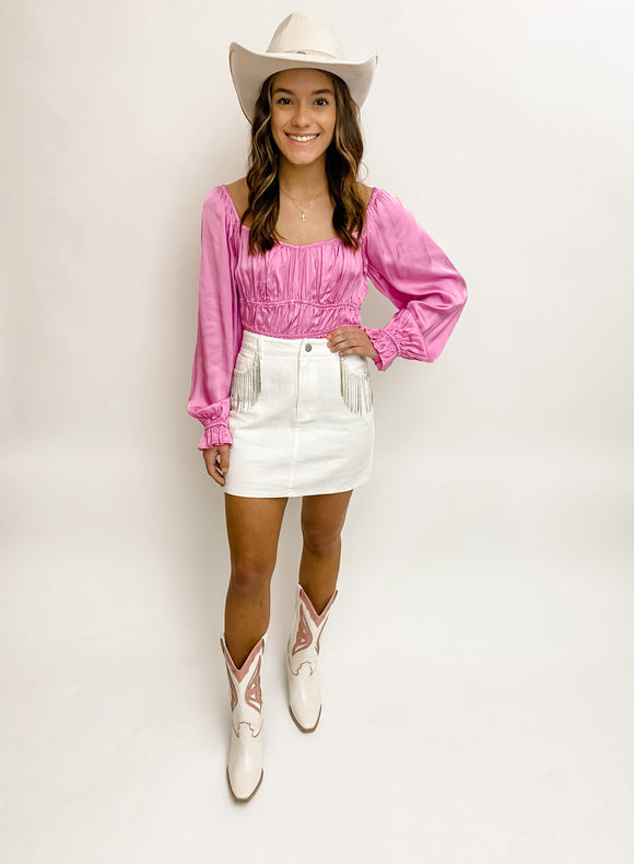 Rhinestone Cowgirl Denim Skirt