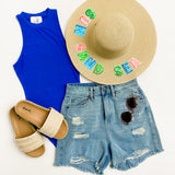 Sun Sand Sea Straw Boater Hat