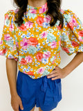 Floating Floral Puff Sleeve Blouse