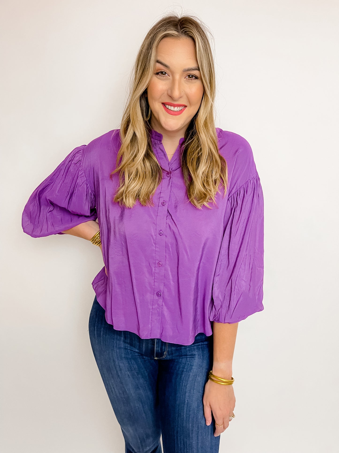 Lilibet Puff Sleeve Button Down Blouse