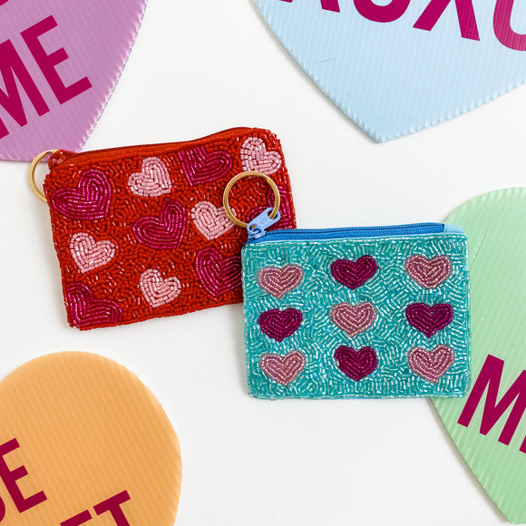 Keychain Pouch Heart Lines