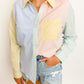Pastel Color block Stripe Button Down Shirt