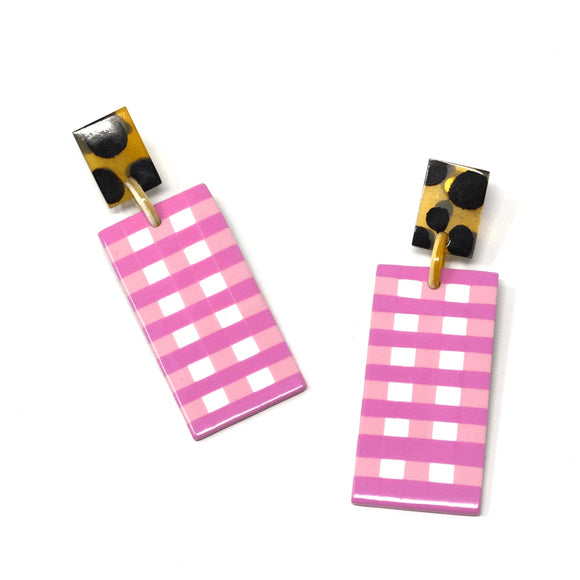 ST Pink Gingham Statement Earring