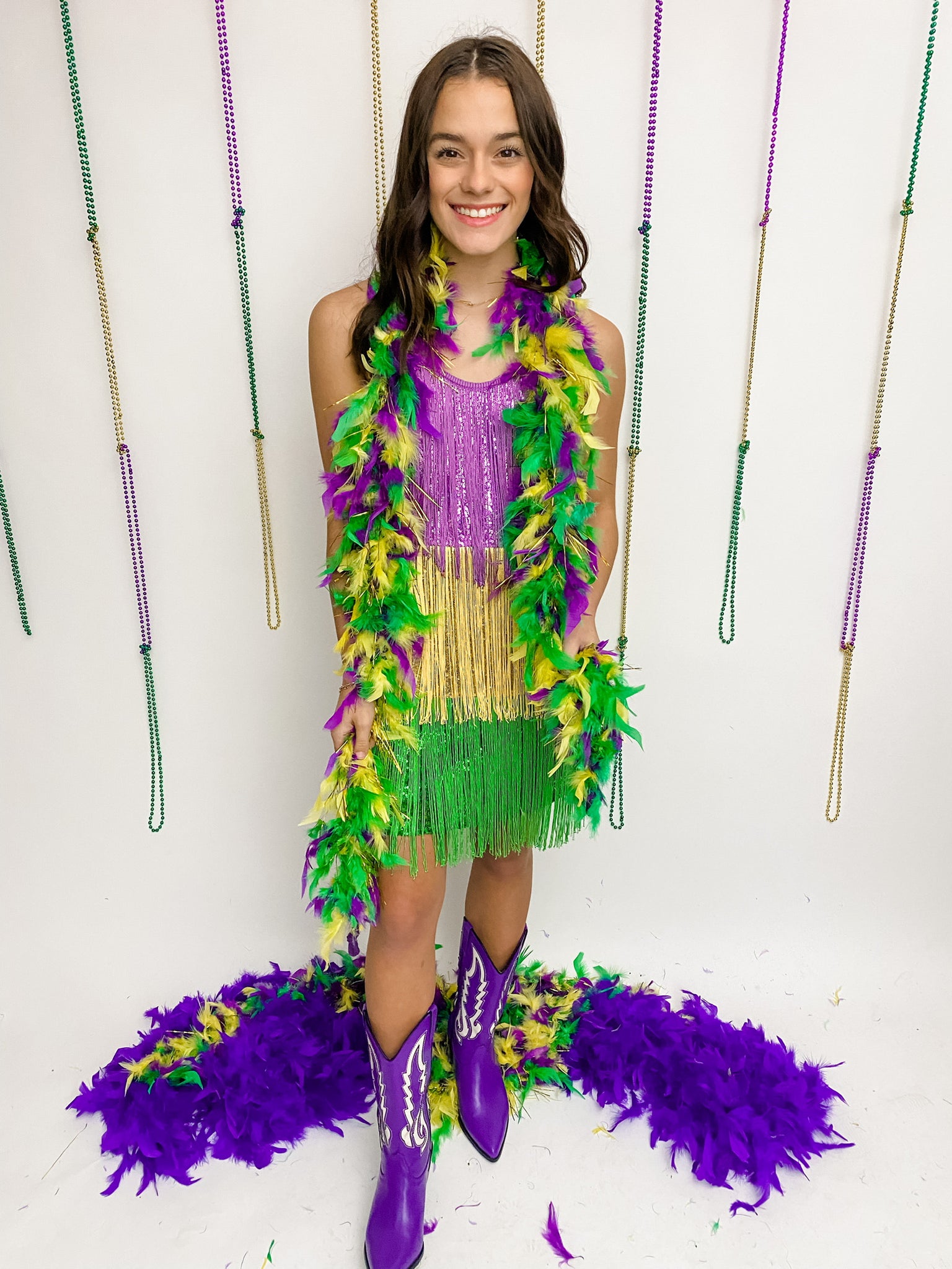 Mardi Gras Fringe Party Dress: Medium [12-114MGM