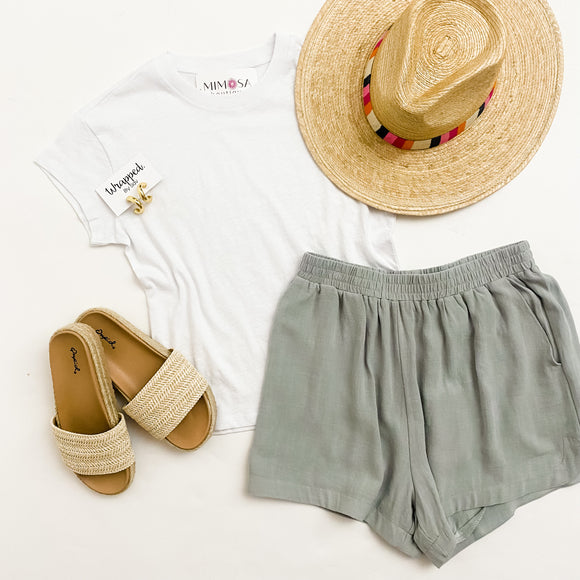 Linen Curved Hem Short