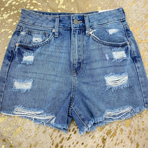 High Rise Distressed Tomgirl Short
